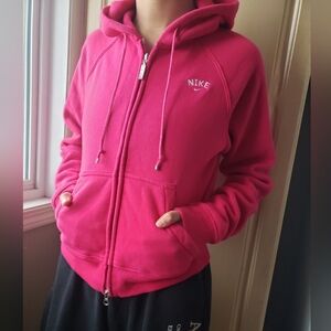 NWT Nike Women's Pink Hoodie Jacket 80% Cotton Medium 8-10